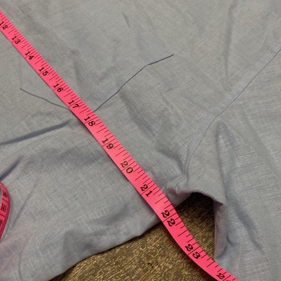 CubaVera linen Cotten button up shirt blue with pocket - Picture 5 of 7